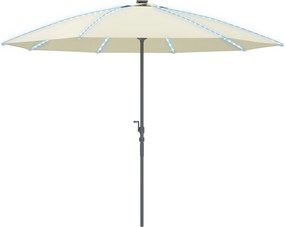 Outsunny Kültéri Terasz Napernyő LED Fényekkel Ø300x256 cm Kerti Napernyő Forgókarral UV50+ Védelemmel és Alumínium Lábbal Teraszhoz, Medencéhez, Teng