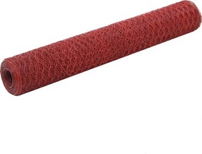 vidaXL piros PVC-bevonatú acél csirkeháló drótkerítés 25 x 1 m