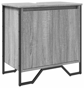 Szürke sonoma szerelt fa fürdőszobai mosdószekrény 60x35x60 cm