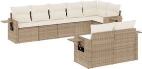 vidaXL 8 részes bézs polyrattan kerti ülőgarnitúra párnával