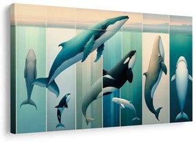 Kép bálnák és kardszárnyú delfinek a mélyben