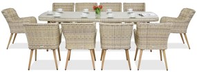 Garden Point Cordoba exkluzív kerti bútorok nagy asztallal 10 fő részére, homokszínű