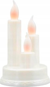 Hármas gyertya láng hatású gyertyatartóval| Led| Fehér gyöngyház|14c