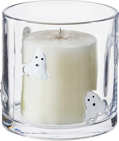HALLOWEEN üveg gyertyartó 15 cm , szellem