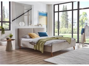 Bézs kárpitozott franciaágy ágyráccsal 180x200 cm Piano – Meise Möbel