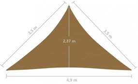 tópszínű HDPE napvitorla 160 g/m² 3,5 x 3,5 x 4,9 m