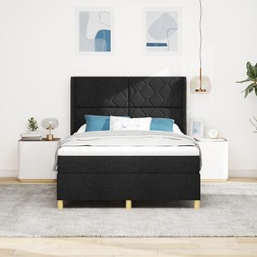 Boxspring Ágy Matracokkal Fekete 140x200 cm Szövet