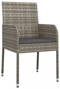 11 részes fekete-szürke polyrattan étkezőgarnitúra párnákkal
