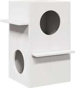 vidaXL Macskaház fehér 43x43x60 cm tömör fa fenyőfa