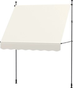 Outsunny Kézi Visszahúzható Napernyő 2x1,2m Kültéri Terasz Rolós Napernyő Állítható Magasságú Kézi Kurblival 210-310 cm UV30+ Védelem Fúrás Nélkül Ker