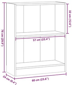 kézműves tölgy szerelt fa könyvespolc 60 x 24 x 76 cm