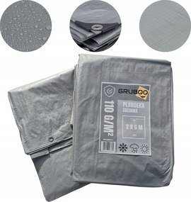 Ezüst Színű Ponyva 2X6M Fa Takaróponyva Vízálló Erősített