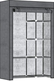 HOMCOM Textil Szekrény 6 Polccal, Ruhafogas, Cipzáros Szekrény Öltözőbe, Hálószobába, 103 x 43 x 162,5 cm, Sötétszürke | Aosom