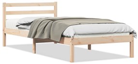 Ágykeret Fejvéggel 90x210 cm Tömör Fenyőfa