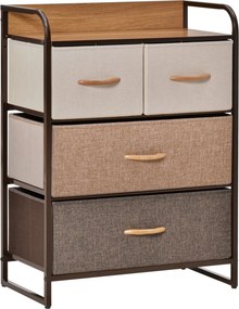 HOMCOM 4 Fiókos Vászon Komód Fa Tetejű és Fém Vázú Nappaliba 58x29x78,5 cm Több színben | Aosom