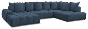 Sötétkék zsenília kinyitható-tárolóhelyes sarokkanapé (jobb oldali-U alakú) Everest – Bobochic Paris