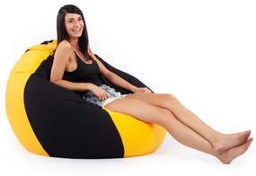 Fekete - Sárga Bicolor XXL Babzsákfotel