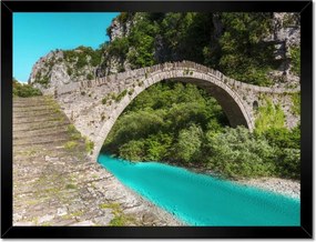 Poszterek keretben 40x30 Türkiz folyó híd