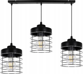 Mennyezeti Lámpa Függeszték Csillár Fekete Díszléc Hármas Króm Loft Lámpabúra