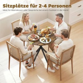 Kerek konyhaasztal, 80 cm, kompakt asztallap, forgácslap, fém, rusztikus barna