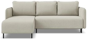 Bézs kinyitható-tárolóhelyes sarokkanapé (bal oldali) Luana – Makamii