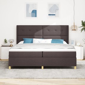 Rugós ágy matraccal Sötétbarna 200x200 cm Szövet