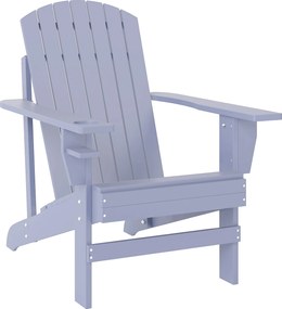 Outsunny Adirondack Kerti Szék Pohártartóval Kerti Fotel Terasz Szék Tömör Fa Szürke 72,5 x 97 x 93 cm | Aosom
