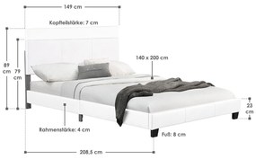 Kárpitozott ágy ,,Barcelona" 140 x 200 cm - fehér