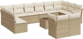 vidaXL 13 részes bézs polyrattan kerti ülőgarnitúra párnákkal