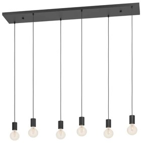 Eglo 390268 - Csillár zsinóron HUEBRO 6xE27/40W/230V fekete