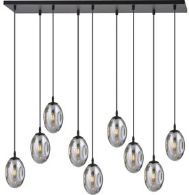 Csillár zsinóron ASTRAL 9xE14/10W/230V fekete/füstös
