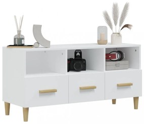 fehér magasfényű szerelt fa TV-szekrény 102x36x50 cm