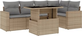 vidaXL 6 részes bézs polyrattan kerti ülőgarnitúra párnával