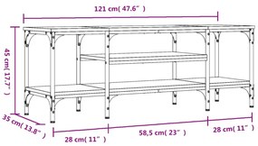 szürke sonoma színű szerelt fa és vas TV-szekrény 121x35x45 cm