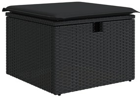 9 darabos kerti kanapékészlet párnákkal Fekete Poli Rattan, 2 személyes kerti kanapé párnákkal Fekete Poli Rattan