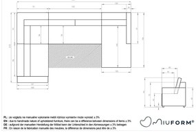 Bézs kinyitható tárolóhelyes moduláris sarokkanapé (bal oldali) Lulu – Miuform