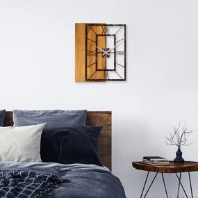 Falióra 49x58 cm, 1xAA, fa/fém kivitelben