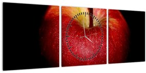 Az alma képe és a fekete háttér (órával) (90x30 cm)