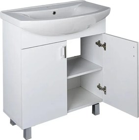 VivaStyle EKONOMIK 75 lábon álló 2 ajtós fürdőszobabútor Sanovit ZENON 6075 mosdóval 75 x 50 cm