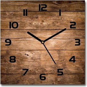 Csendes üveg falióra Fa háttér 30x30 cm