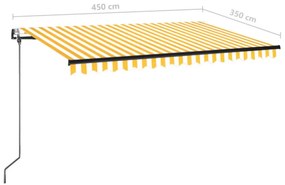 sárga-fehér szélérzékelős és LED-es napellenző 450 x 350 cm