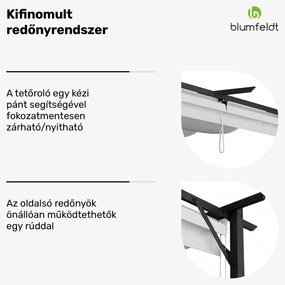 Blumfeldt Pantheon Robust, pergola, 3 x 4 m, oldalsó redőnyökkel, időjárásálló porszórt acél