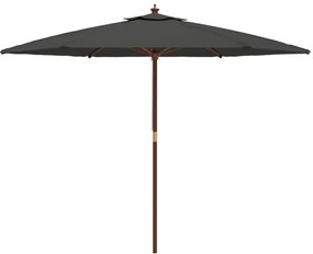 antracitszürke kerti napernyő fa rúddal 299 x 240 cm