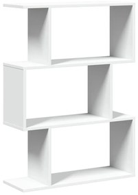 3 szintes fehér szerelt fa elválasztó könyvespolc 70x24x97 cm
