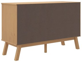 OLDEN barna tömör fenyőfa tálalószekrény 114 x 43 x 73,5 cm