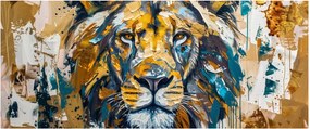Kép - Absztrakt olajfestmény oroszlánnal (120x50 cm)