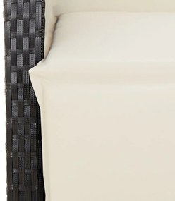 2 db fekete polyrattan dönthető kerti szék lábtartóval