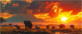 Kép - Elefántcsorda (120x50 cm)