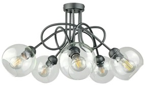 Felületre szerelhető csillár EVIE 5xE27/60W/230V antracit/átlátszó