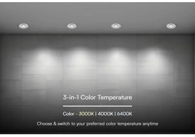 LED mennyezeti lámpa 24W, 230V, 13,5 cm, 3000/4000/6400K, fehér